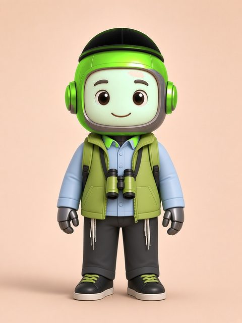 A younger Chabot son, with a soft mint face and a lime-green helmet, in a lime vest