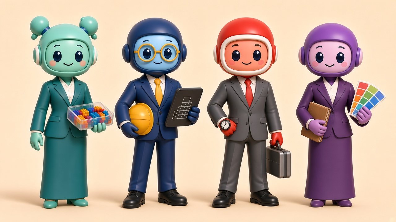 The Builder Crew: Binley, Planzo, Zipley and Remixa